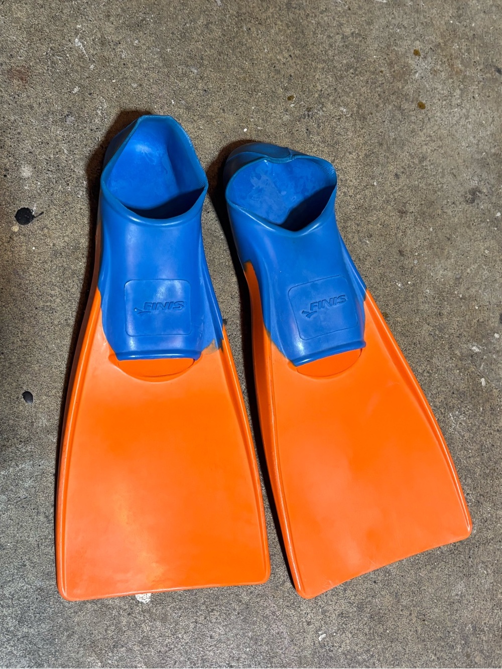 Kids Swim Fins in Blue and Orange unisex size 11-1